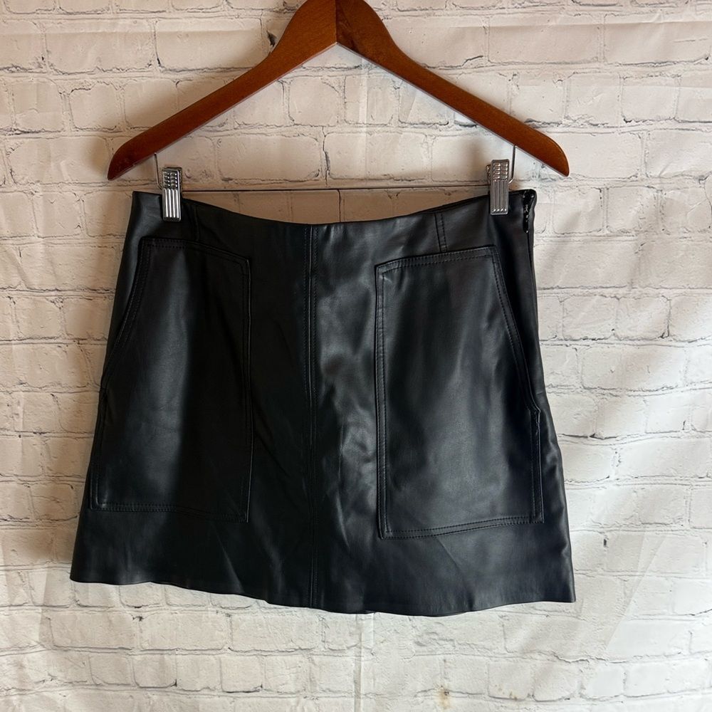 H&M black fauxโleather mini skirt size 12